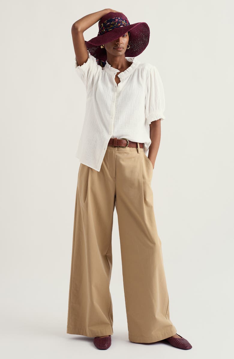 Seasalt Cornwall Shore Patch Organic Cotton Button-Up Top, Alternate, color, Chalk