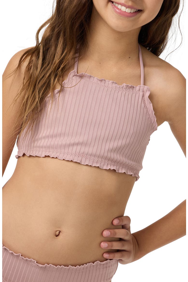 Kids' Shore Break Rib Ruffle Two-Piece Swimsuit, Alternate, color, ORCHID