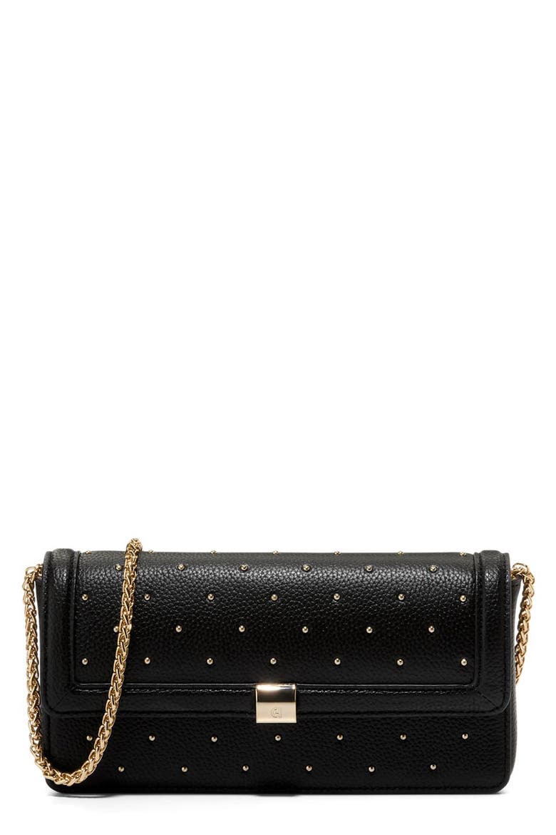 Daniella Leather Wallet on a Chain, Main, color, BLACK STUDS