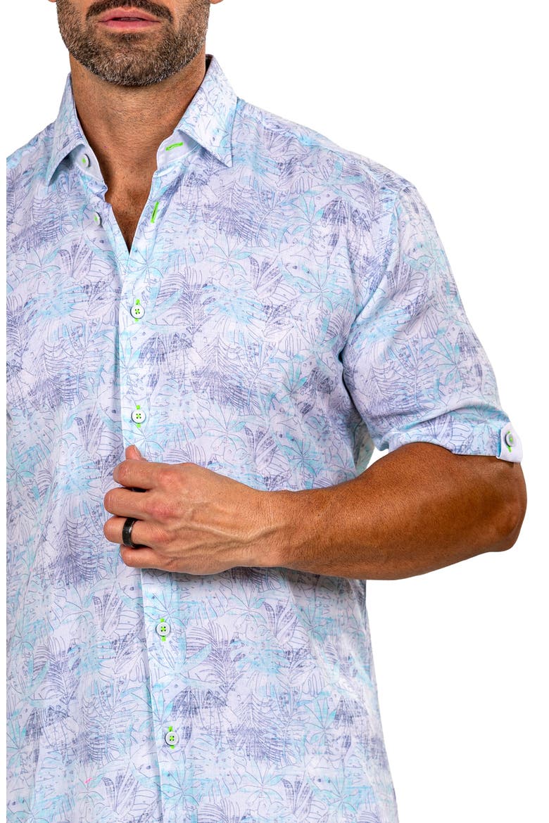 Galileo Marthyr0237 White Floral Short Sleeve Button-Up Shirt, Alternate, color, WHITE