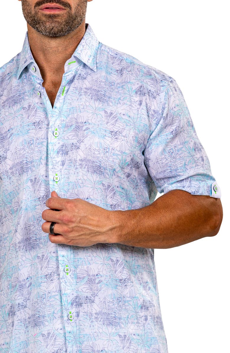 Maceoo Galileo Marthyr0237 White Floral Short Sleeve Button-Up Shirt, Alternate, color, White