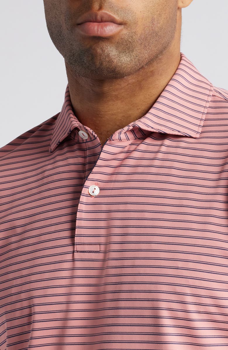 Peter Millar Bridge Stripe Performance Jersey Polo, Alternate, color, Pink Crepe