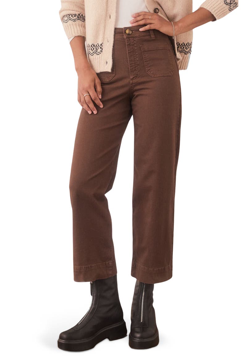 Bridget Cotton High Waist Wide Leg Crop Pants, Main, color, PINECONE