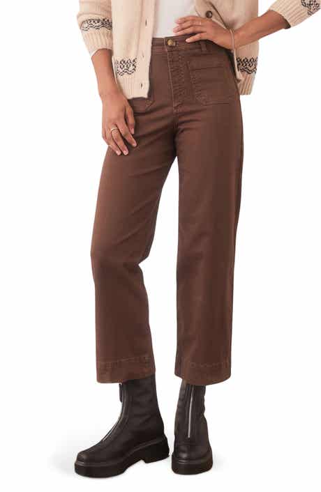 Bridget Cotton High Waist Wide Leg Crop Pants