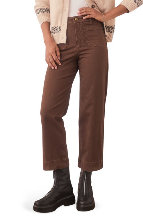 Marine Layer Bridget Cotton High Waist Wide Leg Crop Pants in Pinecone 