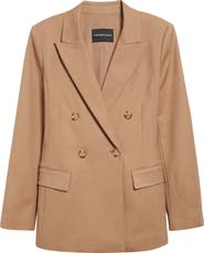 Emporio Armani Double Breasted Cotton Blend Blazer