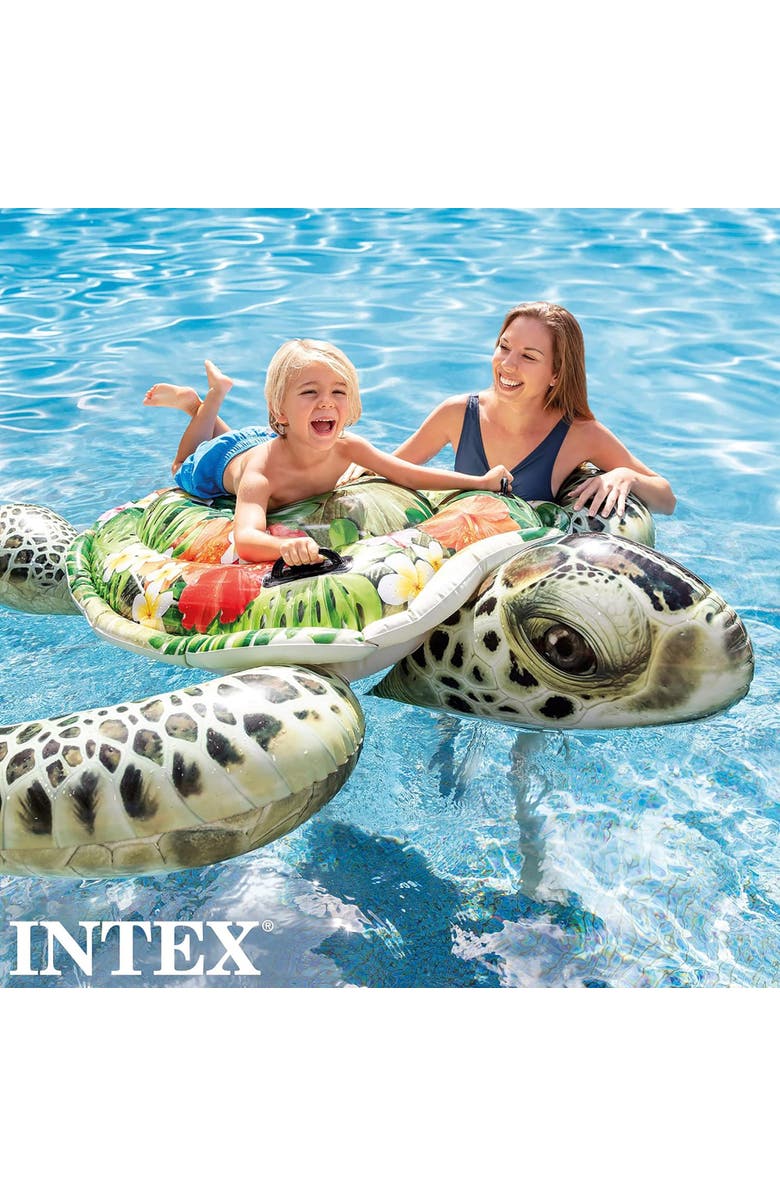 Intex Realistic SeaTurtle 75 x 67" Inflatable Water Float, Kids Ages 3+, Alternate, color, Multicolored