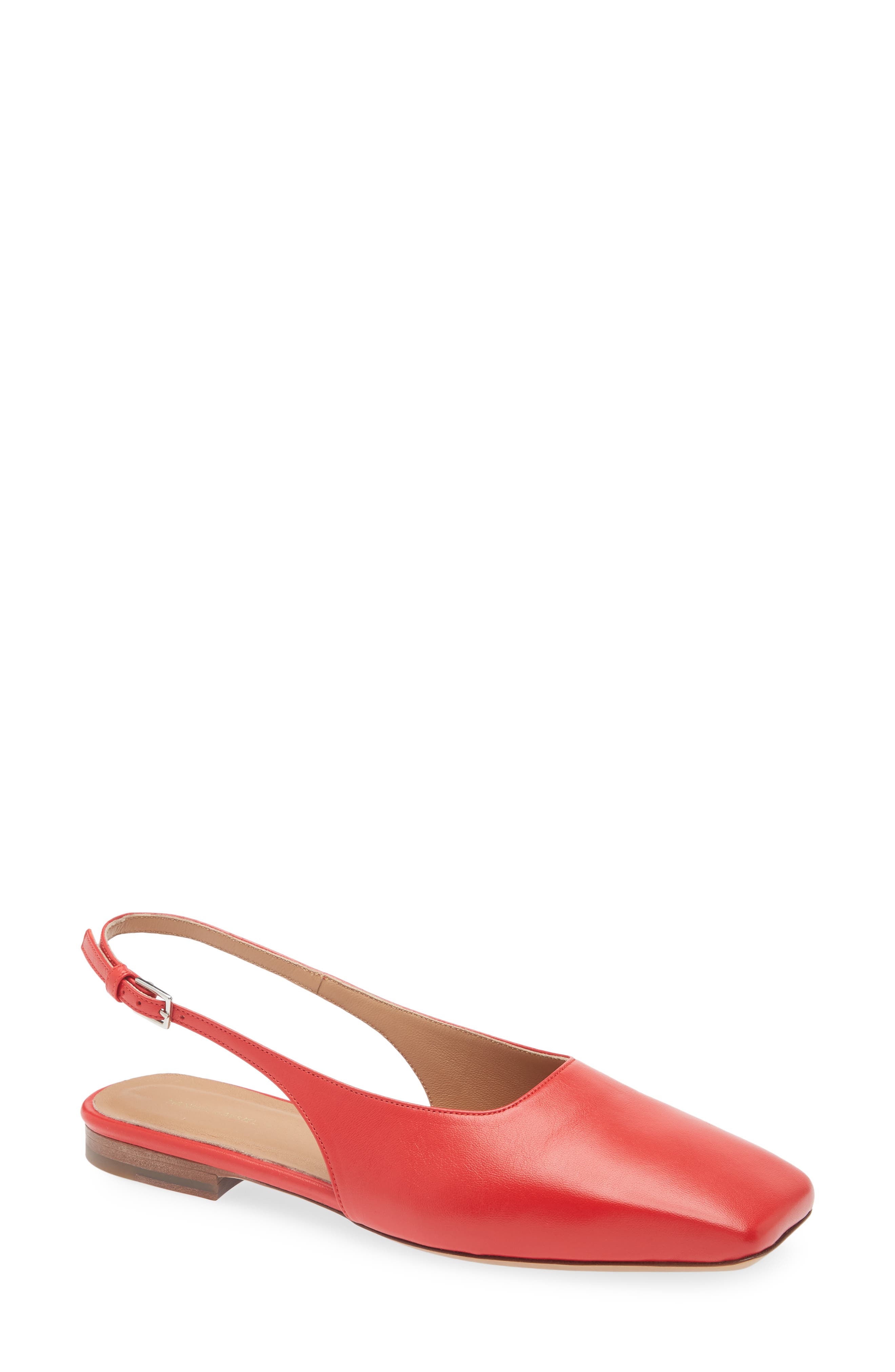 Mansur Gavriel Square Toe Slingback Flat, Main, color, Flamma
