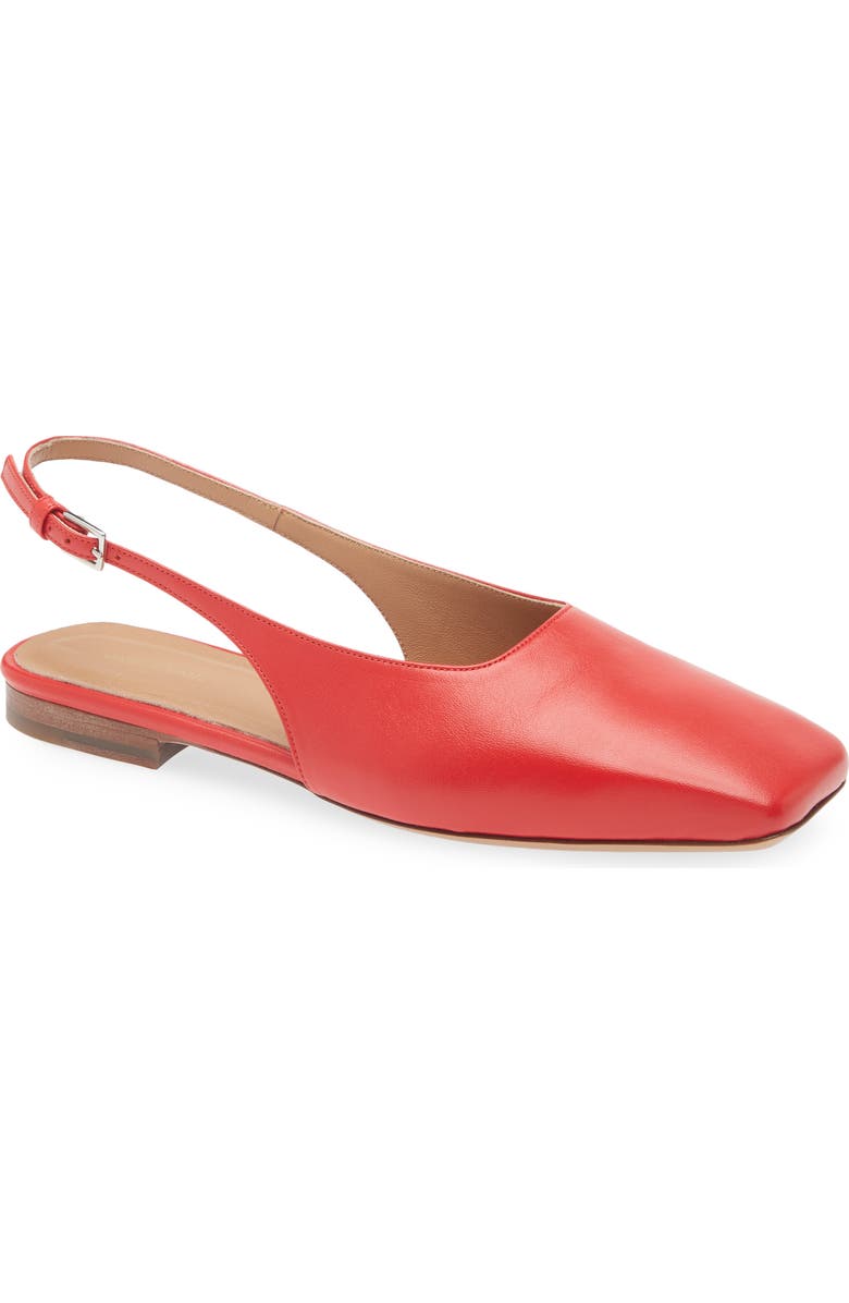 Mansur Gavriel Square Toe Slingback Flat, Main, color, Flamma