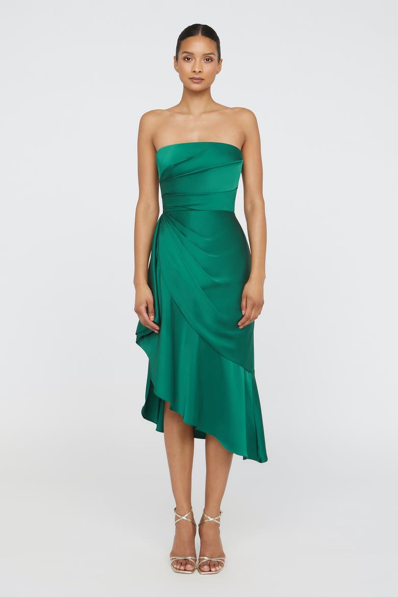 Sinead Strapless Midi Dress, Main, color, Emerald