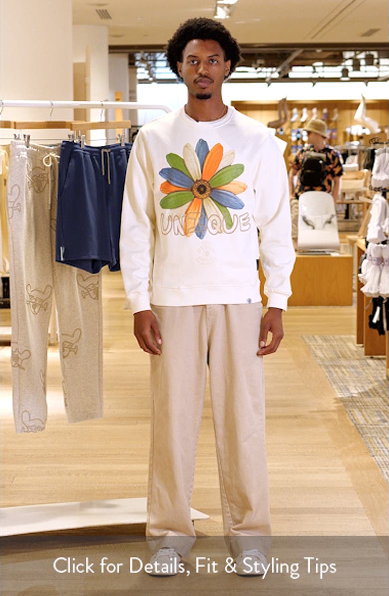 Unique Floral Embroidered Crewneck Sweatshirt, sales video thumbnail