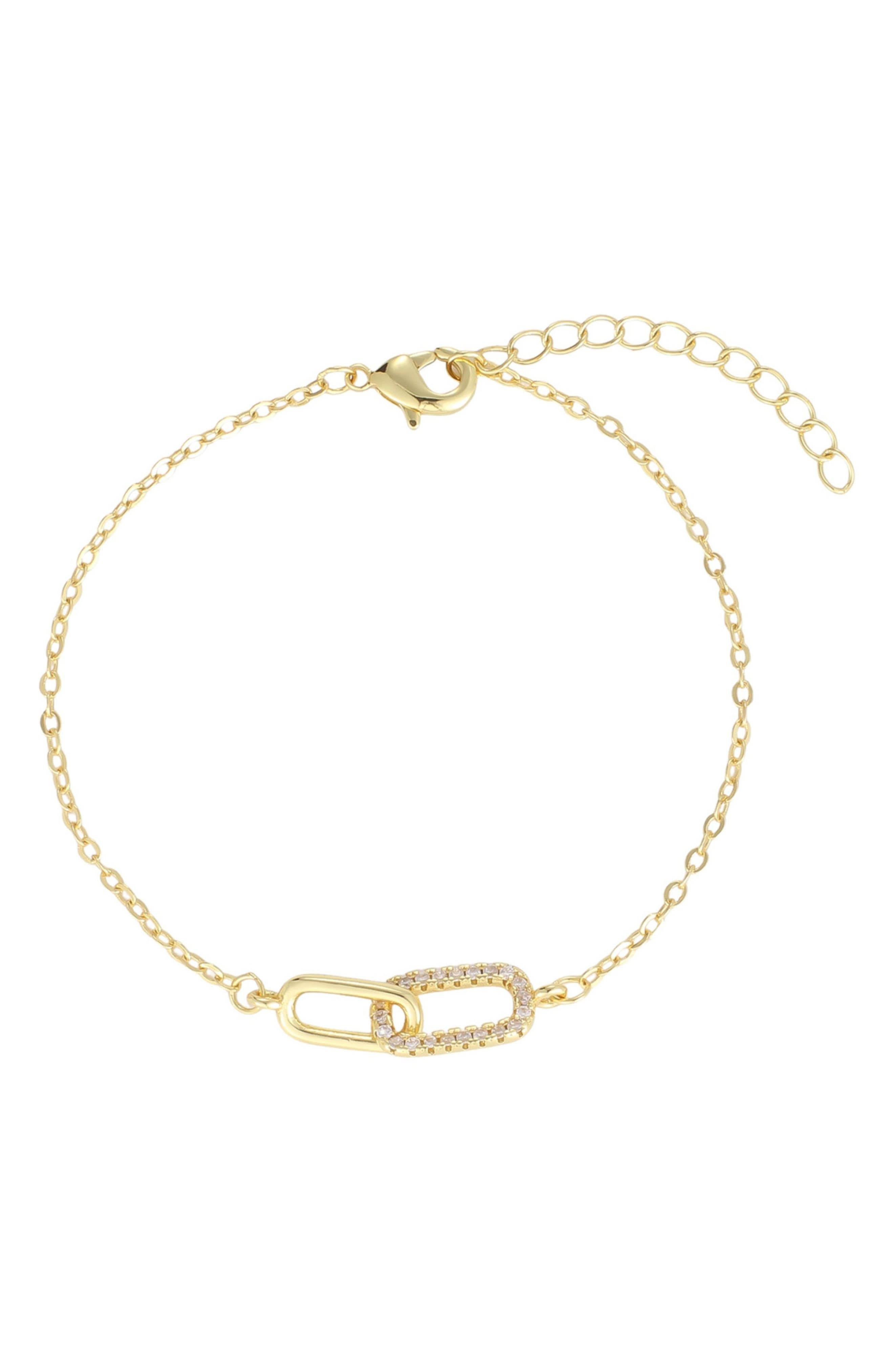 Interlocking Link Cubic Zirconia Chain Bracelet