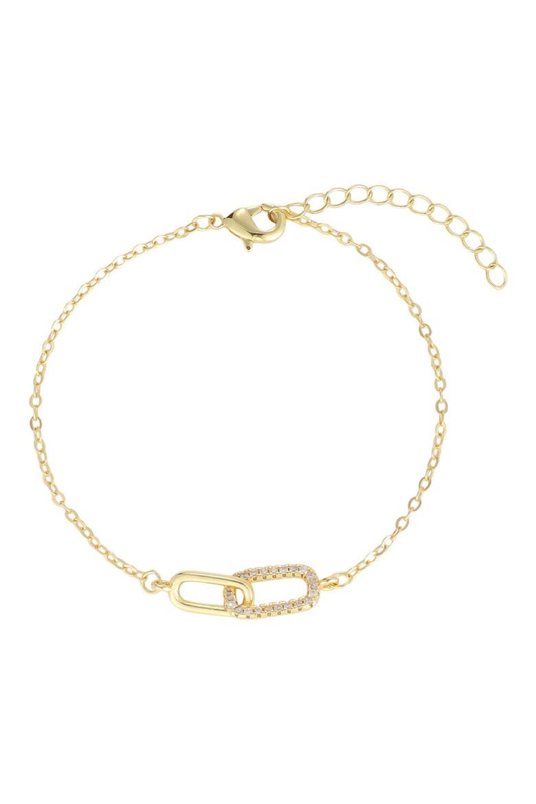 Interlocking Link Cubic Zirconia Chain Bracelet, Main, color, GOLD