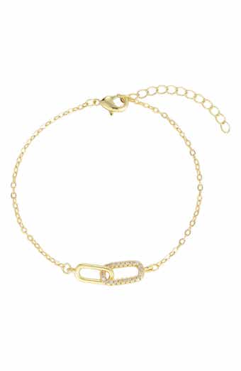 Interlocking Link Cubic Zirconia Chain Bracelet