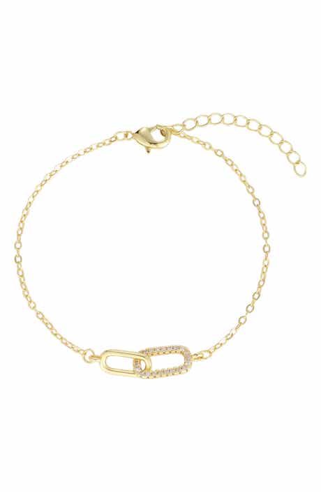 Interlocking Link Cubic Zirconia Chain Bracelet