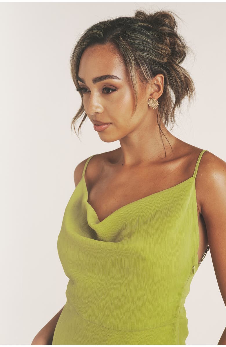 Six Stories Ava Cowl Neck Chiffon Mini Dress, Alternate, color, Green