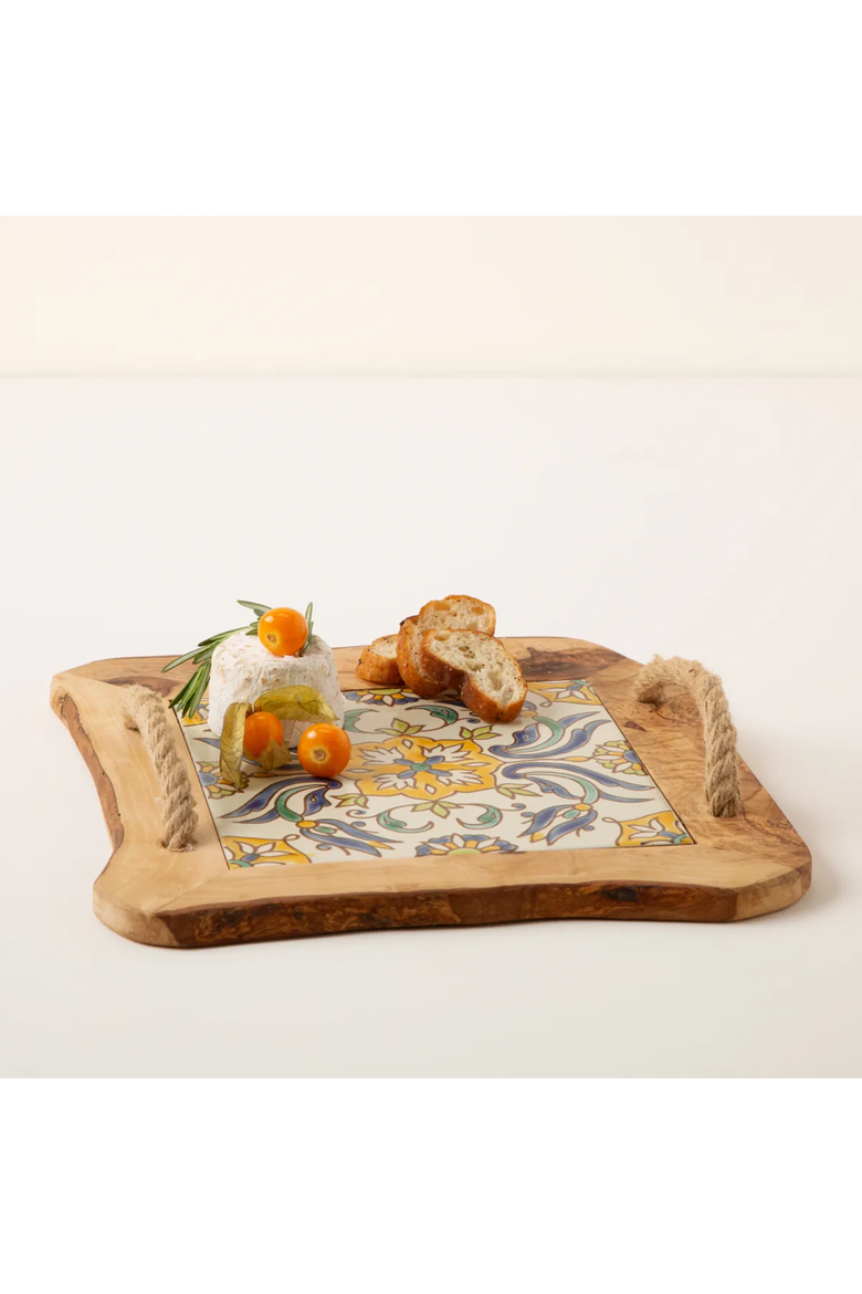 Tunisian Small Bites Serving Tray by Kamsah, Alternate, color, Light Brown / White