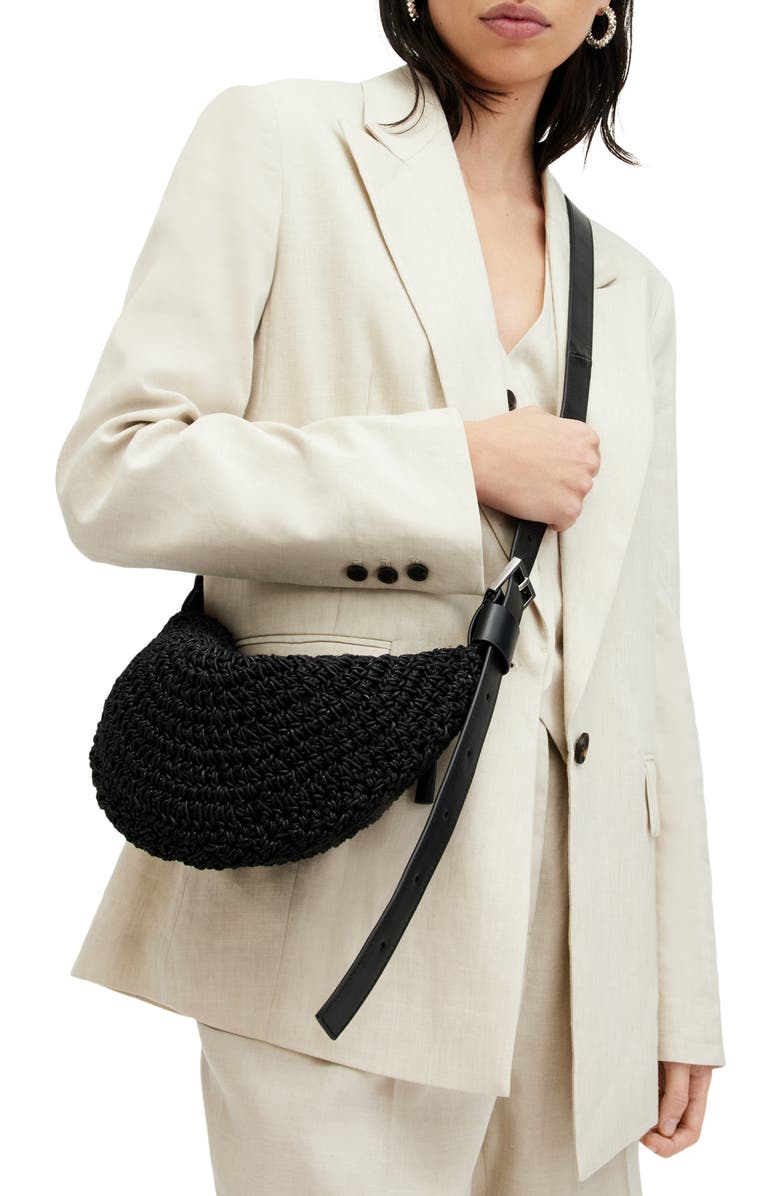 AllSaints Half Moon Knot Crossbody Bag, Alternate, color,