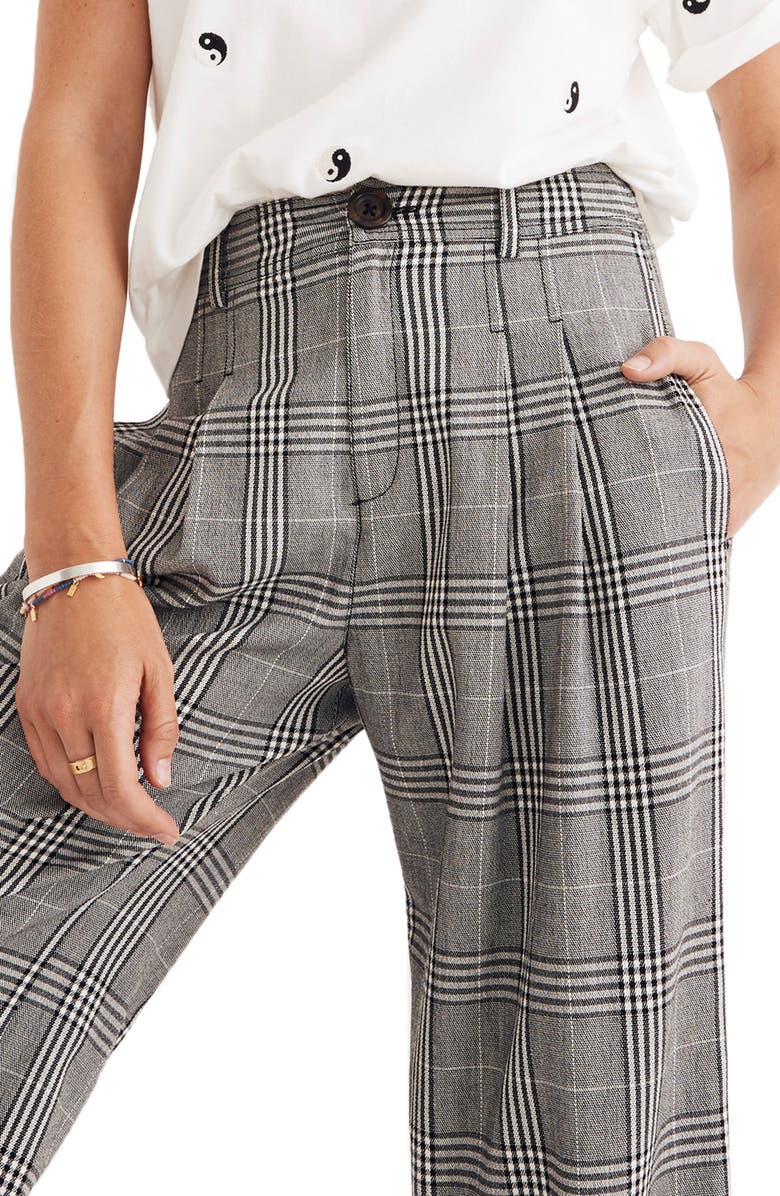 Madewell Plaid Pleated Wide Leg Pants, Main, color,