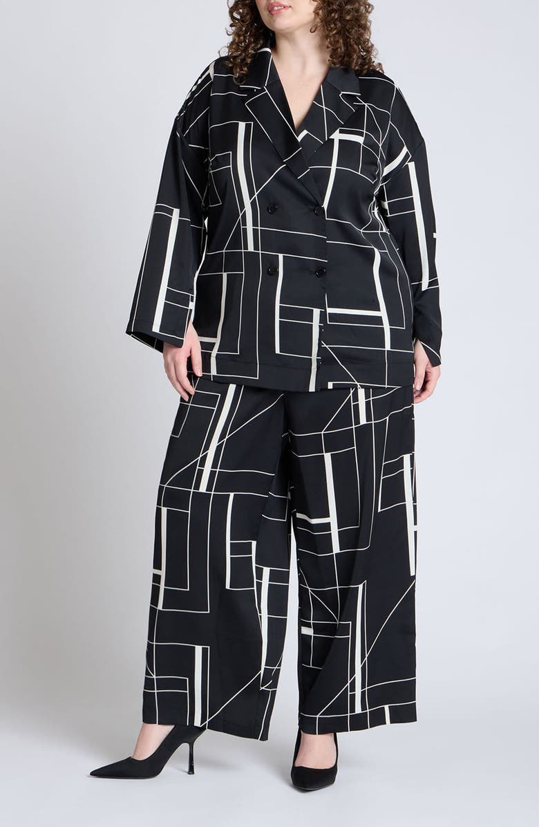 ELOQUII Satin Double Breasted Button-Up Shirt, Alternate, color, 