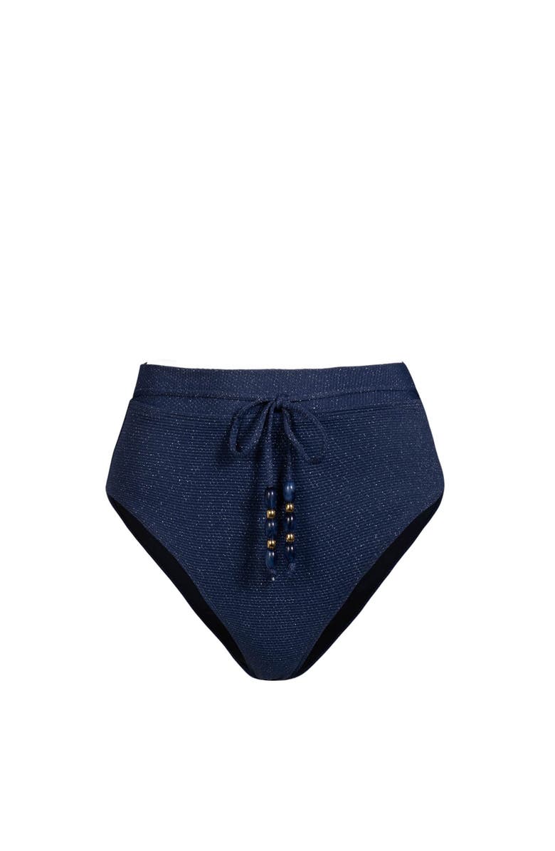 Change of Scenery Belted Hi Waist Hi Leg Bikini Bottom, Main, color, Marine Blue Metallic