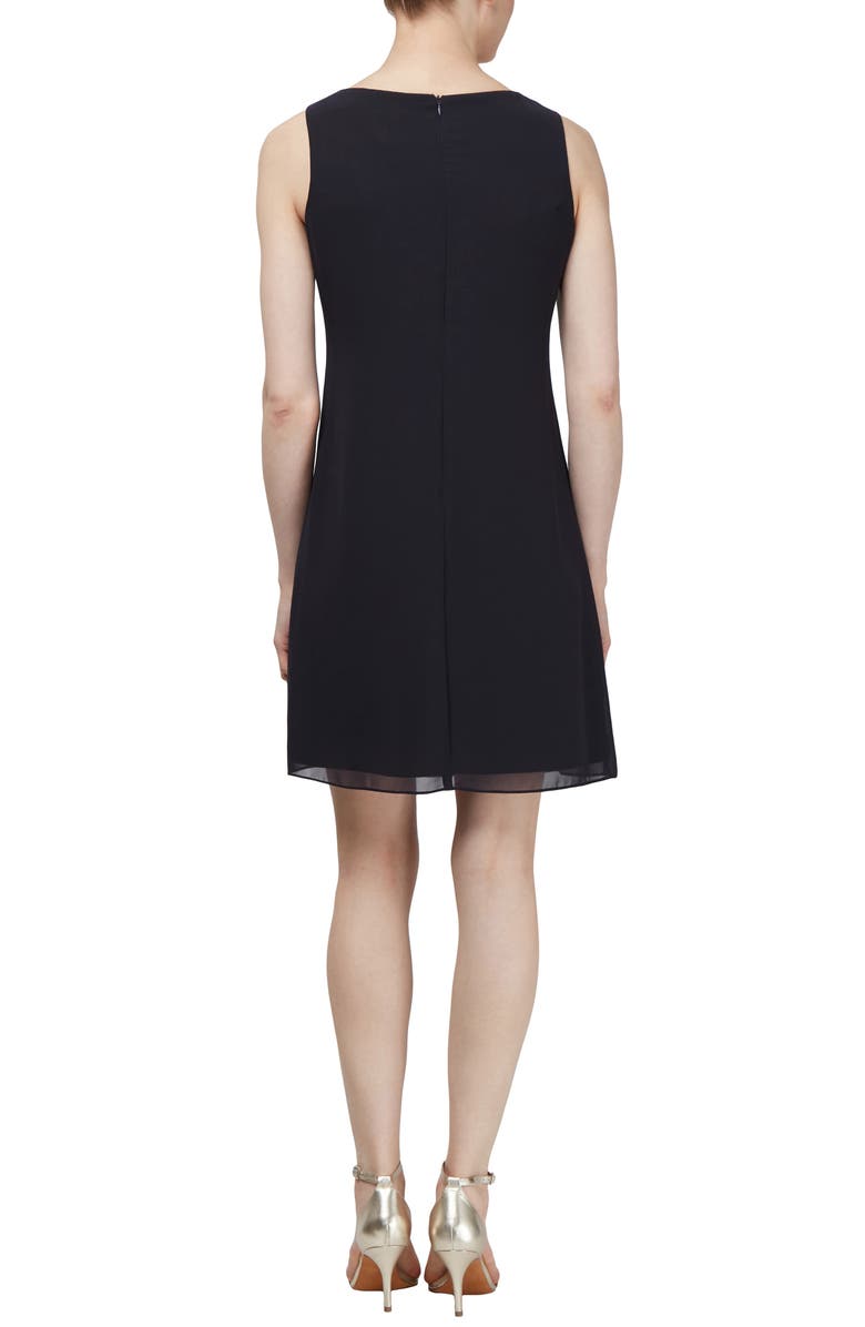 SL FASHIONS Two-Piece Cape Cocktail Dress, Alternate, color, Black