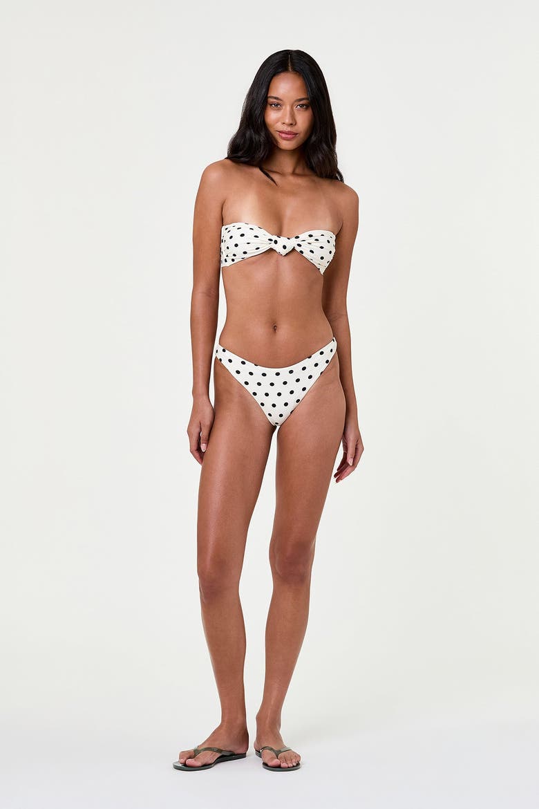Naia Knot Bikini Top, Alternate, color, Ivory / Black Polka Dot