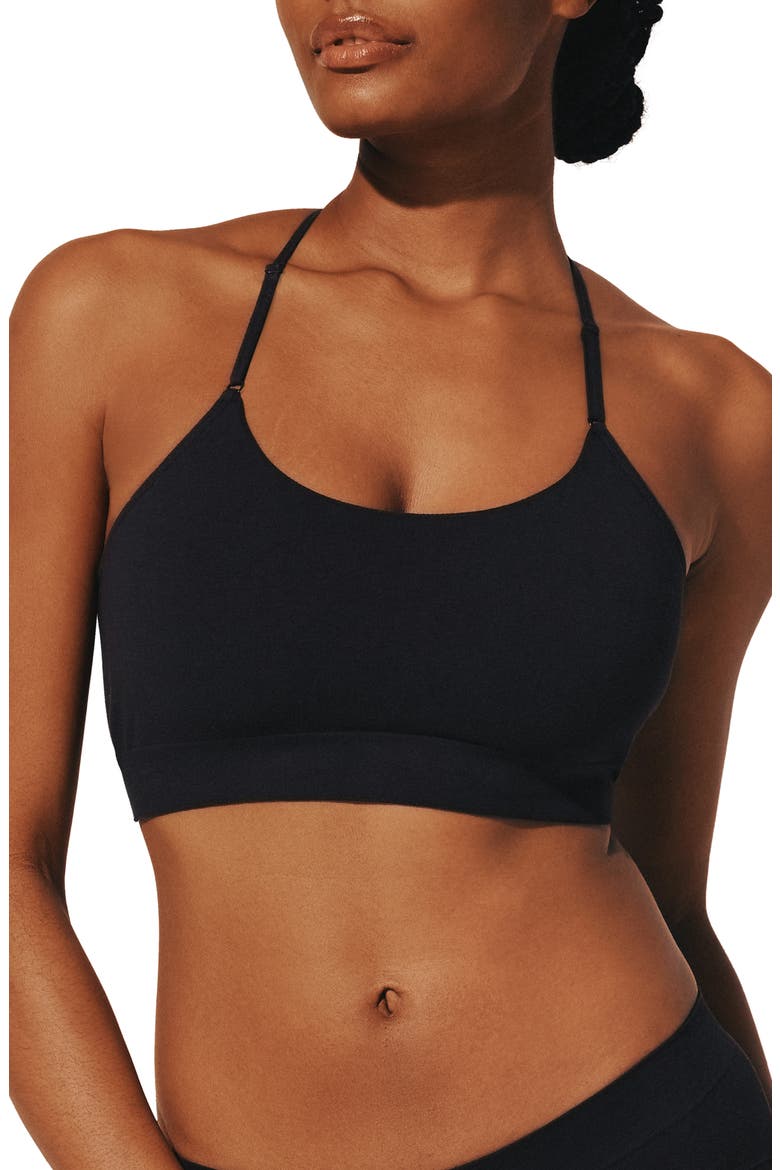 Seamless Stretch Cotton Blend Wireless Bralette, Main, color, BLACK