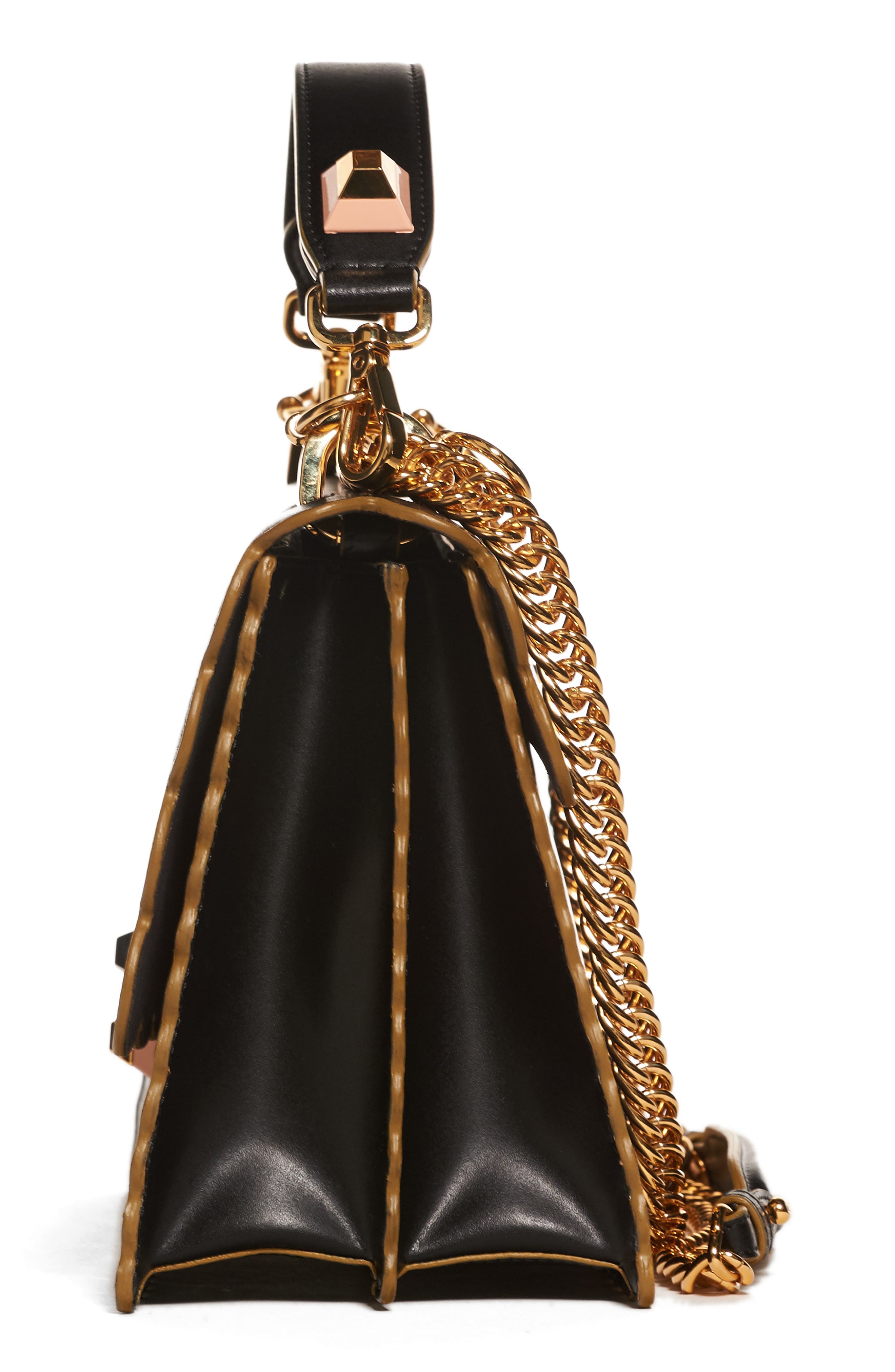 Fendi Kan I Scallop Leather Shoulder Bag, Alternate, color, 