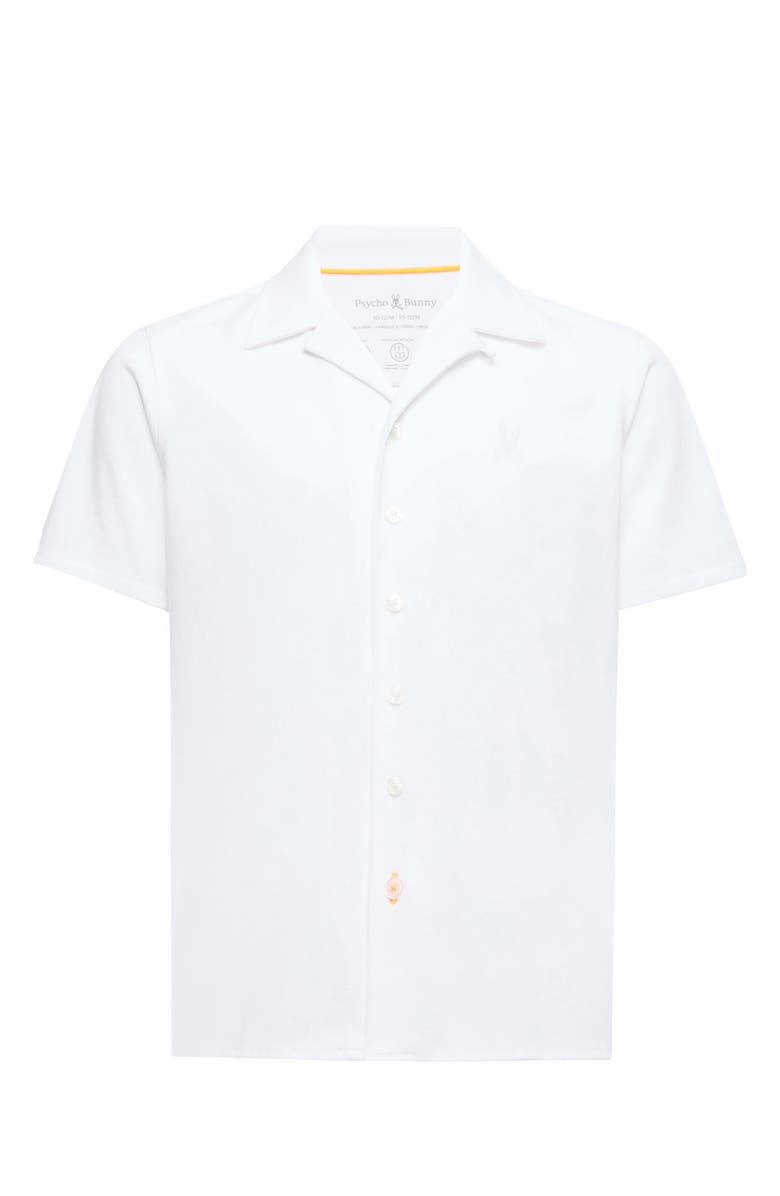 Psycho Bunny Kids' Bryan Pima Cotton Blend Camp Shirt, Main, color, White