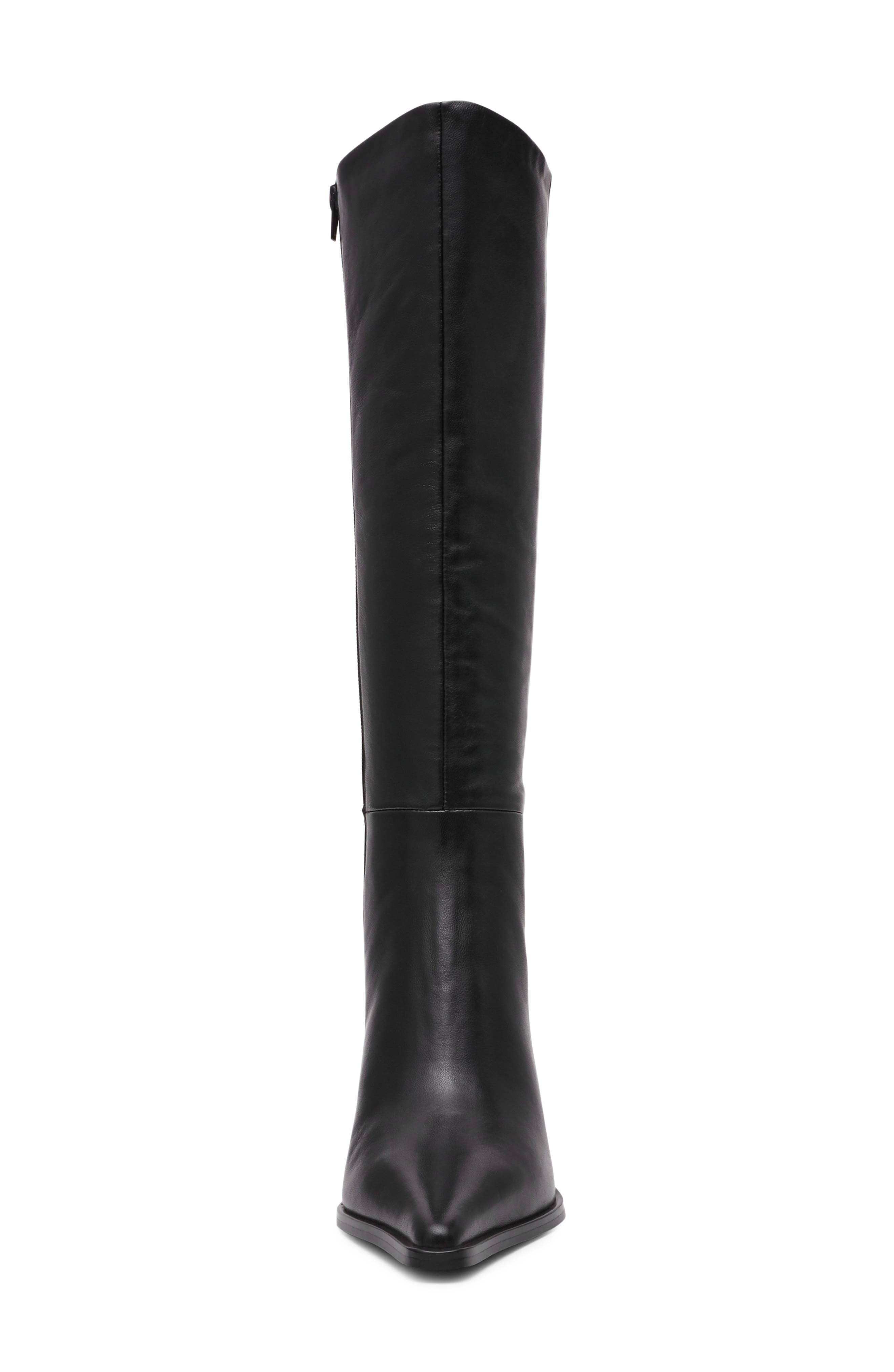 Steve Madden Lingo Pointed Toe Knee High Boot, Alternate, color, Black Leather