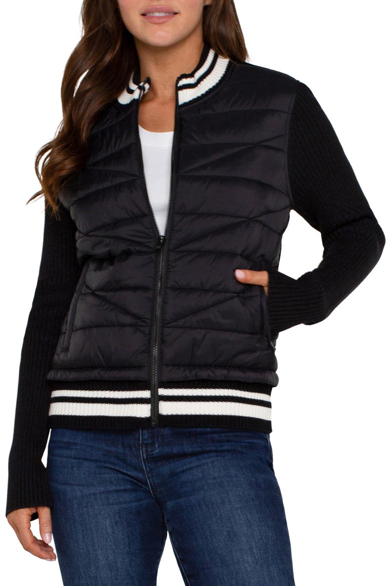 Quilted Front Jacket, Main, color, BLACK