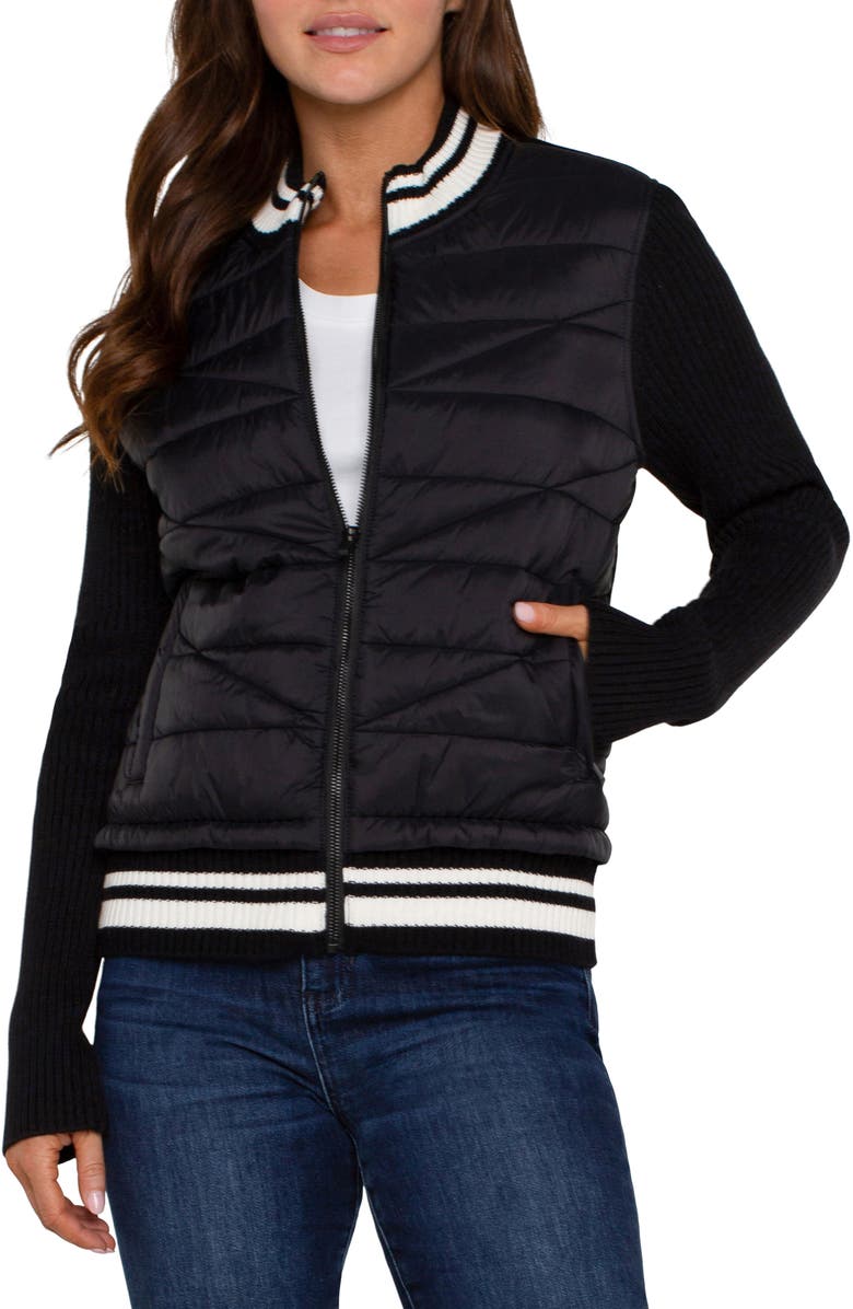 Liverpool Los Angeles Quilted Front Jacket, Main, color, Black
