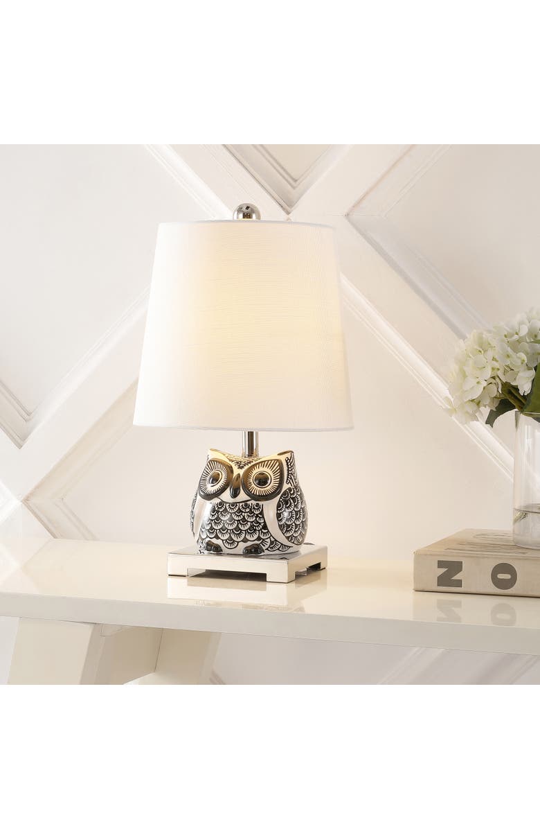 JONATHAN Y Justina Ceramic Mini LED Table Lamp, Alternate, color, Black/White