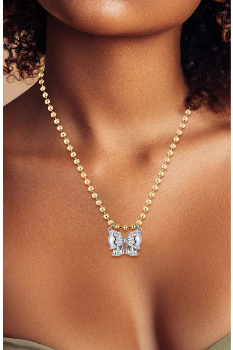 Two Tone Bow Pendant Necklace, Alternate, color, SILVER MULTI