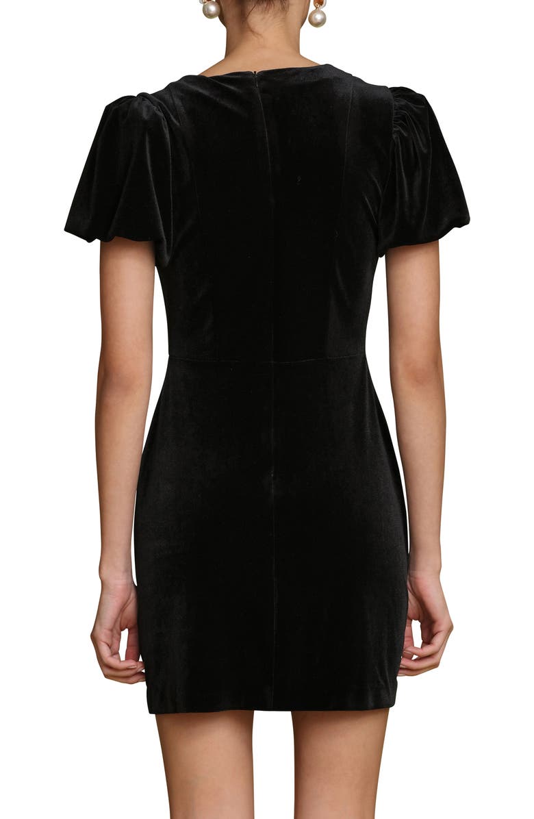 Avec Les Filles Embellished Bow Velvet Minidress, Alternate, color, Black