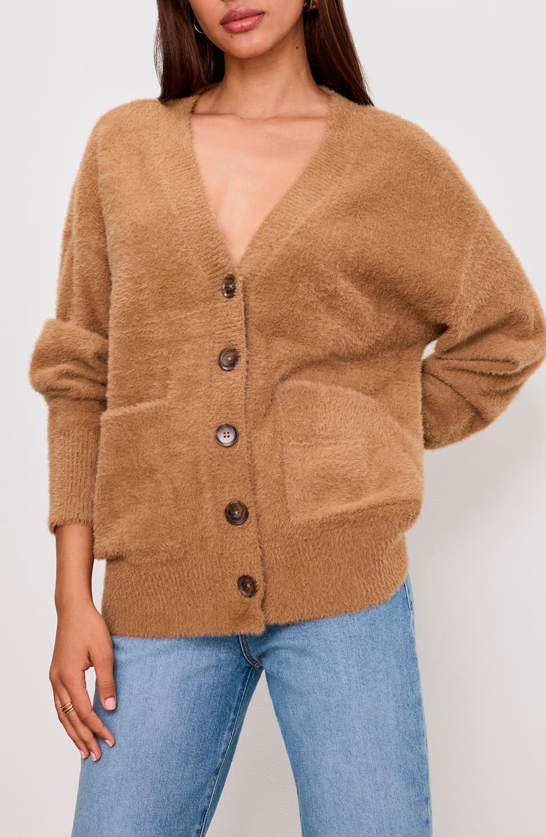Good American Oversized Cardigan, Main, color, Warm Caramel003