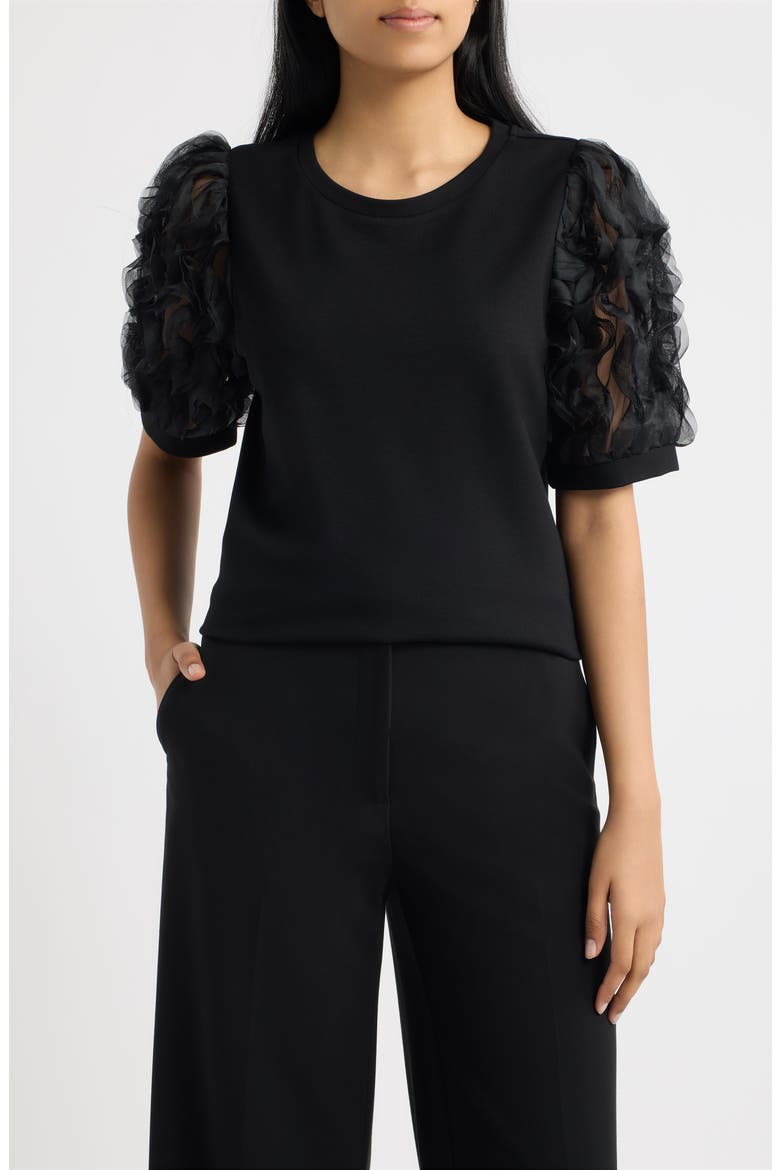 Puff Sleeve Top, Main, color, ANNE BLACK