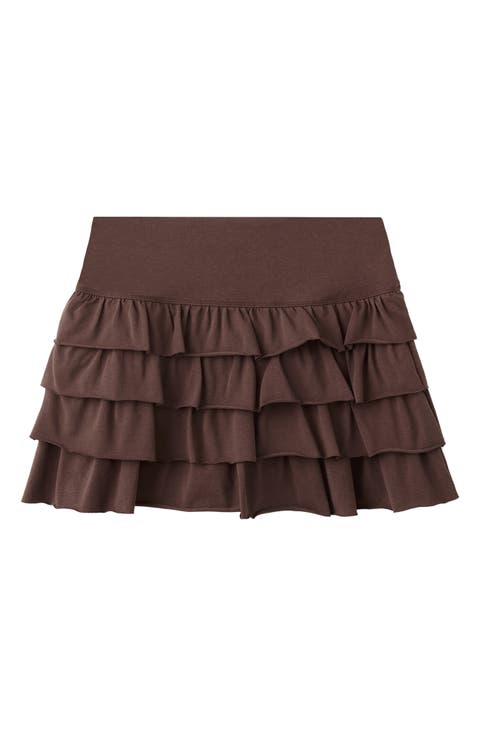 Ruffled Stretch Cotton Miniskirt