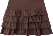 MANGO TEEN Ruffled Stretch Cotton Miniskirt