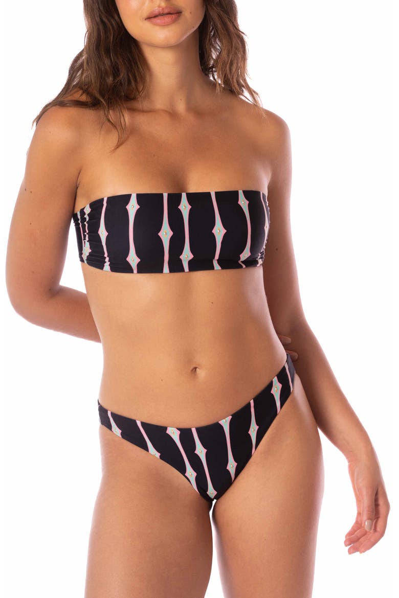 Radiant Diamond Bryn Reversible Bandeau Bikini Top, Alternate, color, BLACK