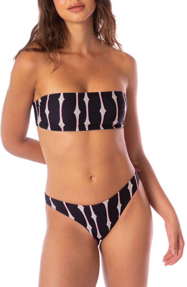 Maaji Radiant Diamond Bryn Reversible Bandeau Bikini Top, Alternate, color, Black