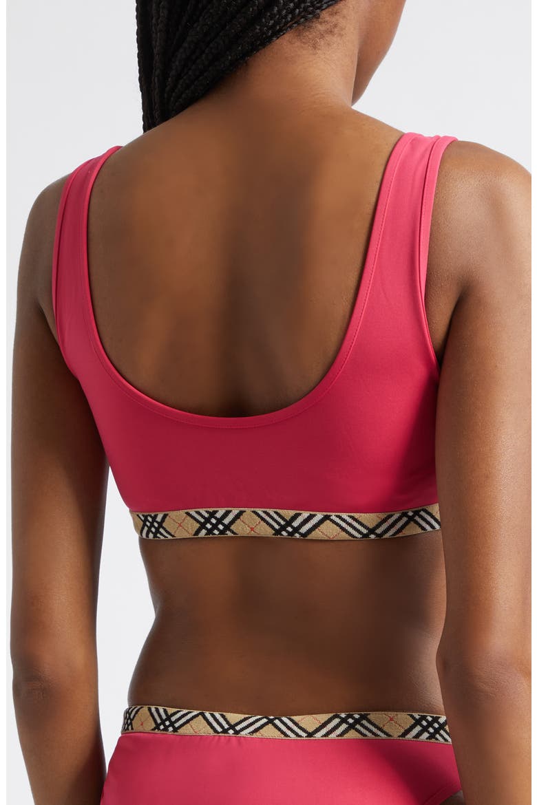 Check Trim Bikini Top, Alternate, color, JAM RED