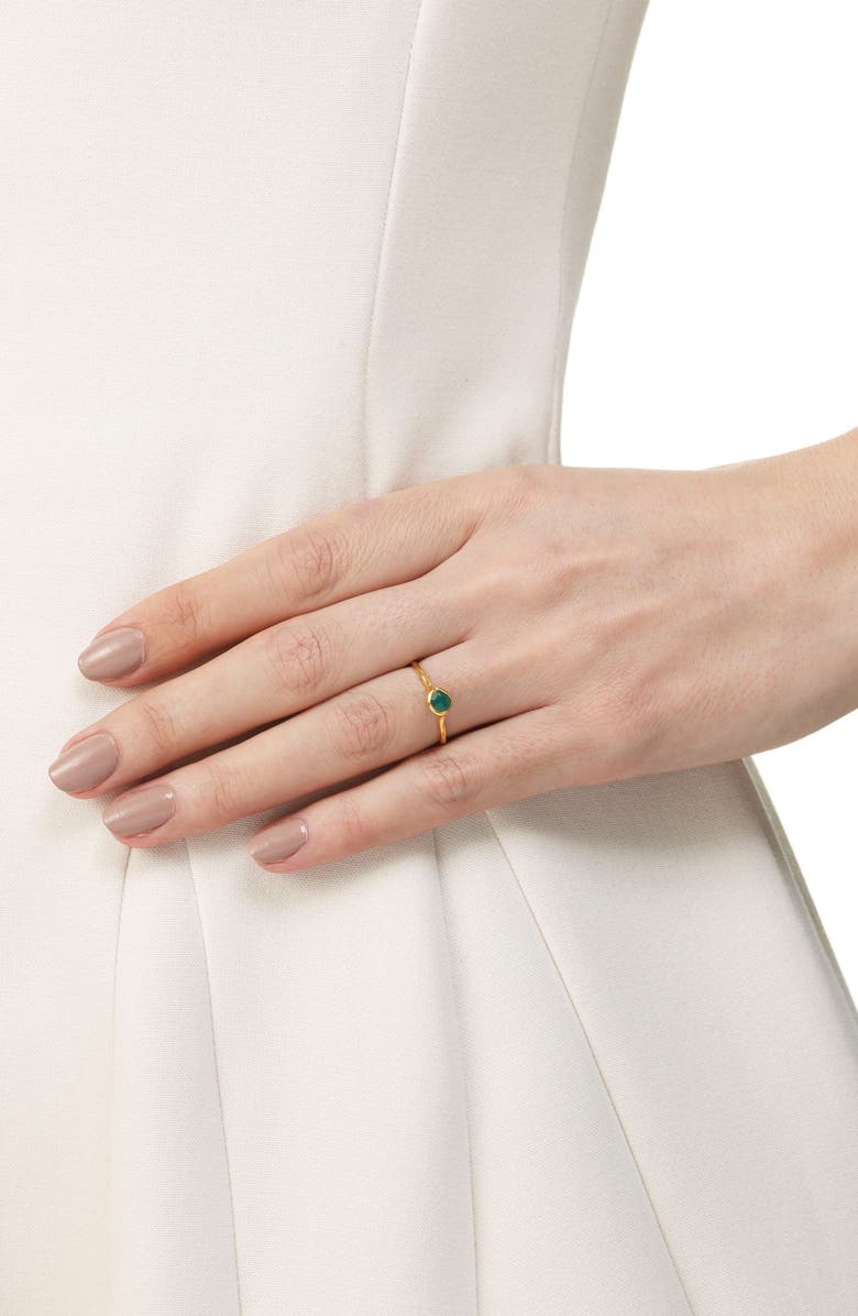 Monica Vinader Siren Small Semiprecious Stone Stacking Ring, Alternate, color, Green Onyx/ Yellow Gold
