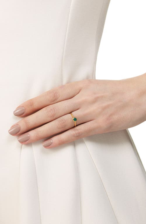 Shop Monica Vinader Siren Small Semiprecious Stone Stacking Ring In Green Onyx/yellow Gold