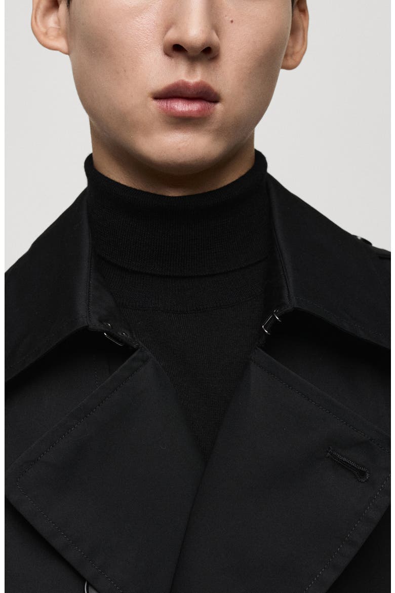 Belted Water Repellent Trench Coat, Alternate, color, BLACK