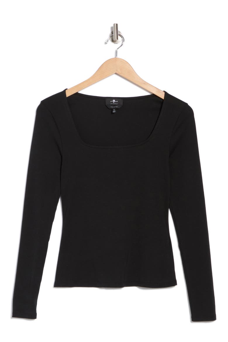 Long Sleeve Square Neck Top, Alternate, color, BLACK