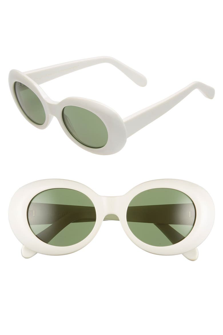 Mustang 49mm Oval Sunglasses, Main, color, OFF WHITE