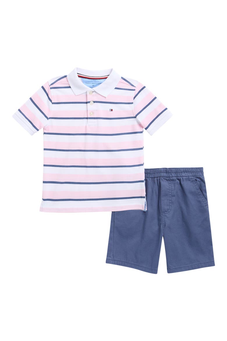 Polo & Shorts Set, Main, color, BLUE MULTI