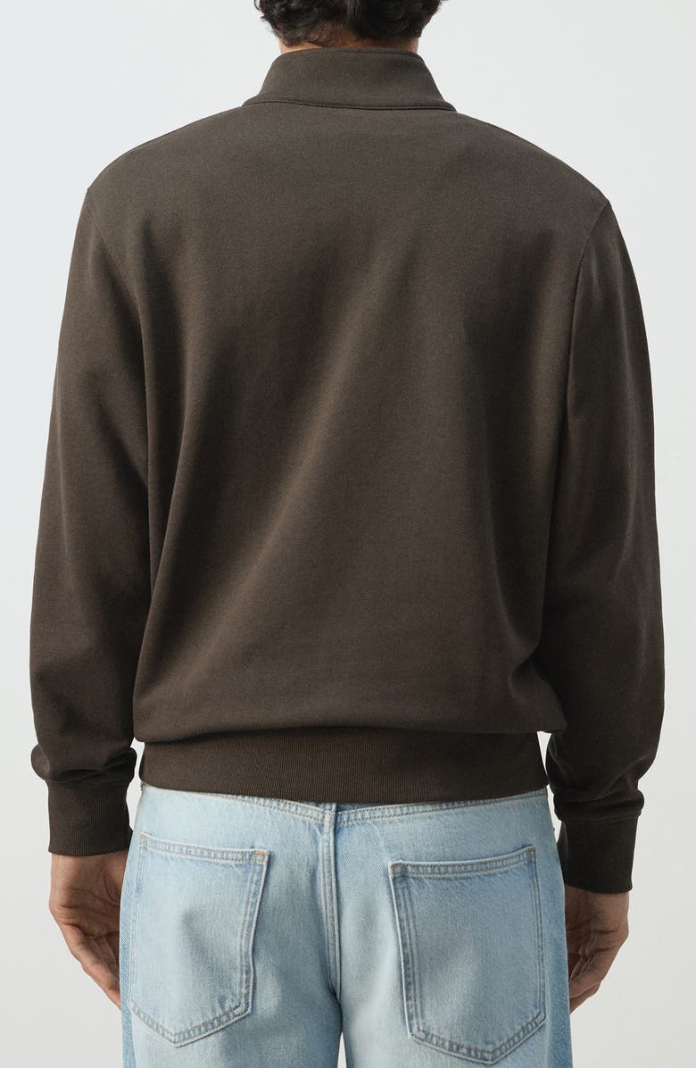 MANGO Quarter Zip Pullover, Alternate, color, Chocolate